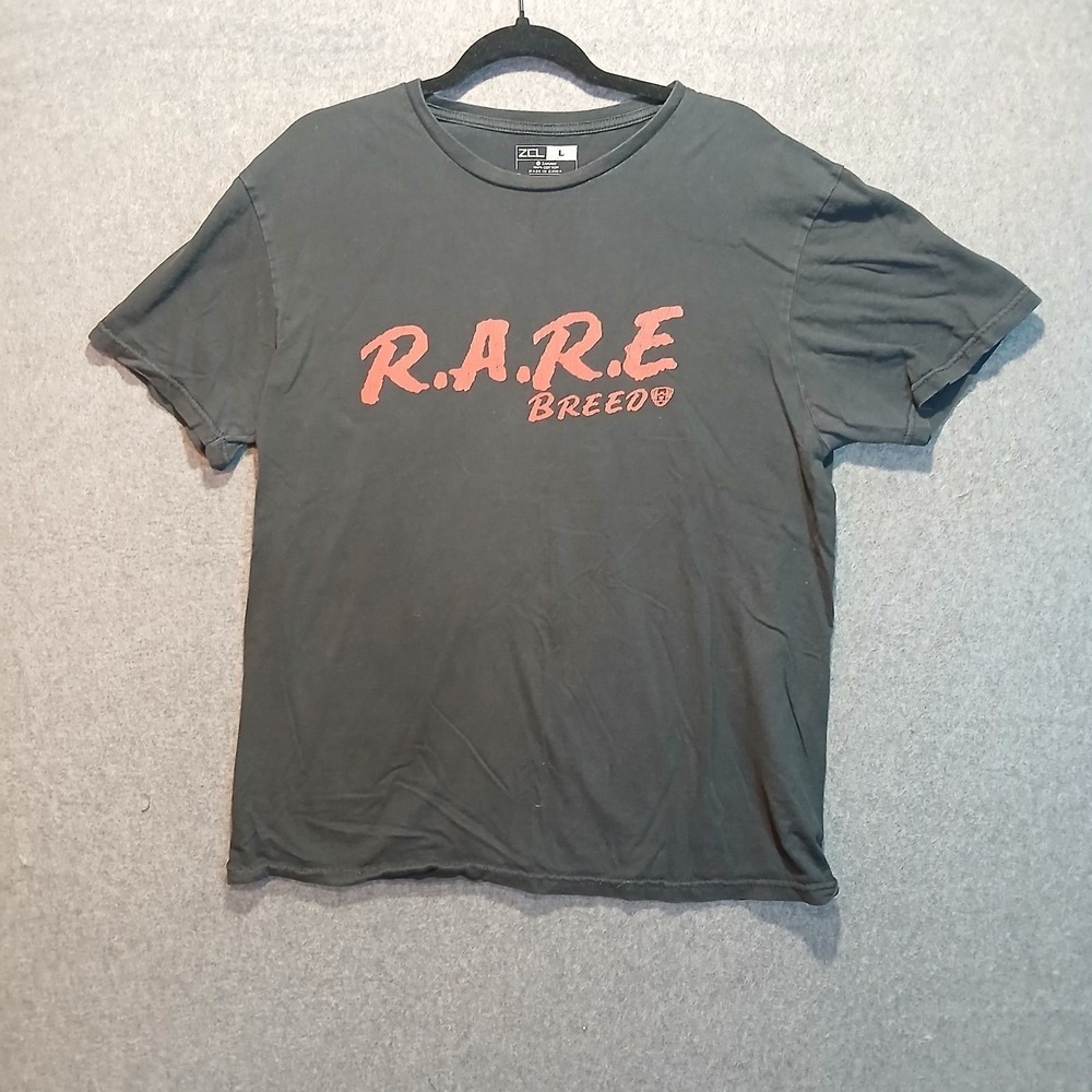 ZCL Men's Black Graphic R.A.R.E Breed Crew Neck Short Sleeve T-Shirt Size L